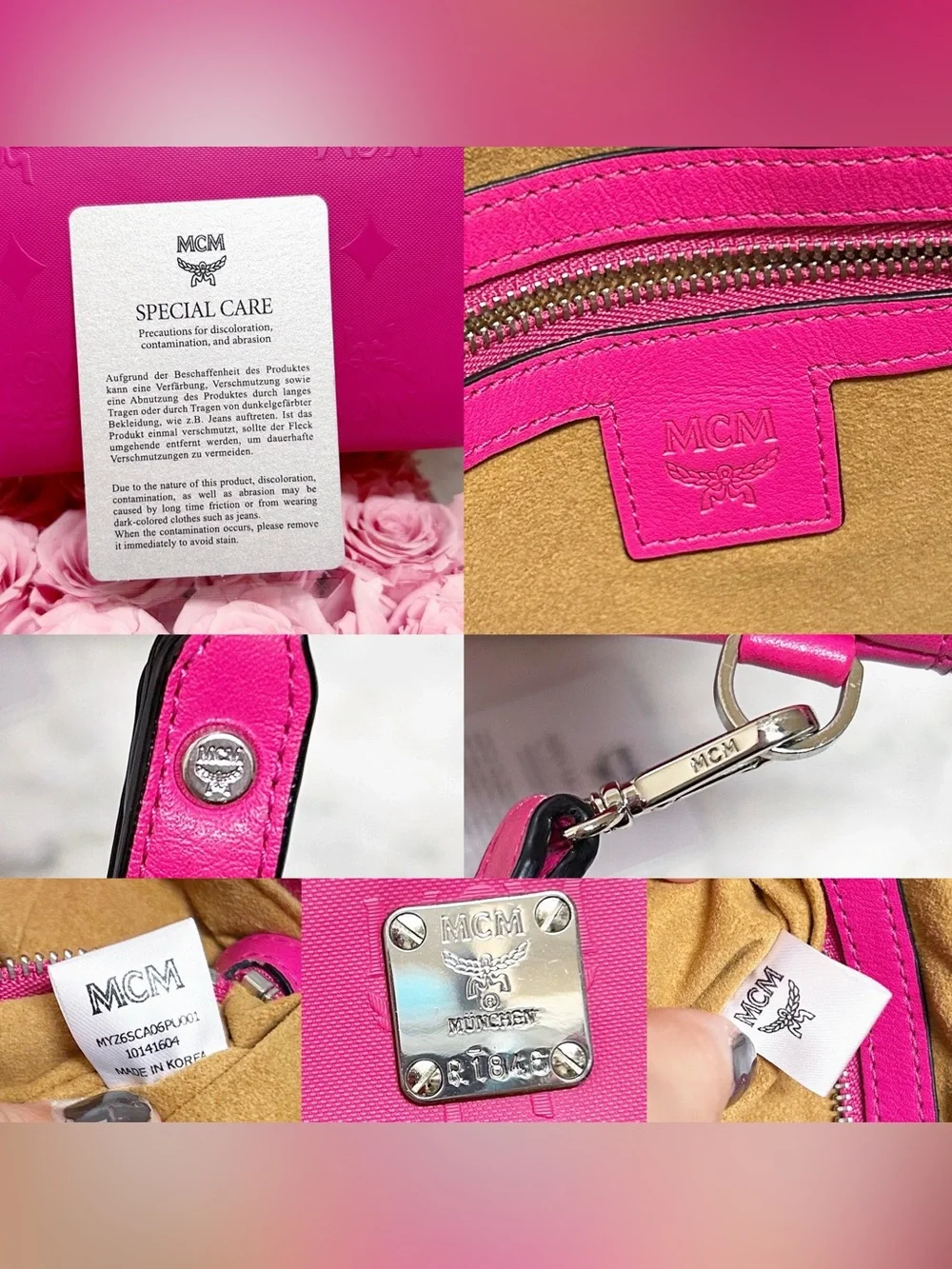 Authentic MCM Barbie Pink XL Wristlet Pouch / Clutch Bag